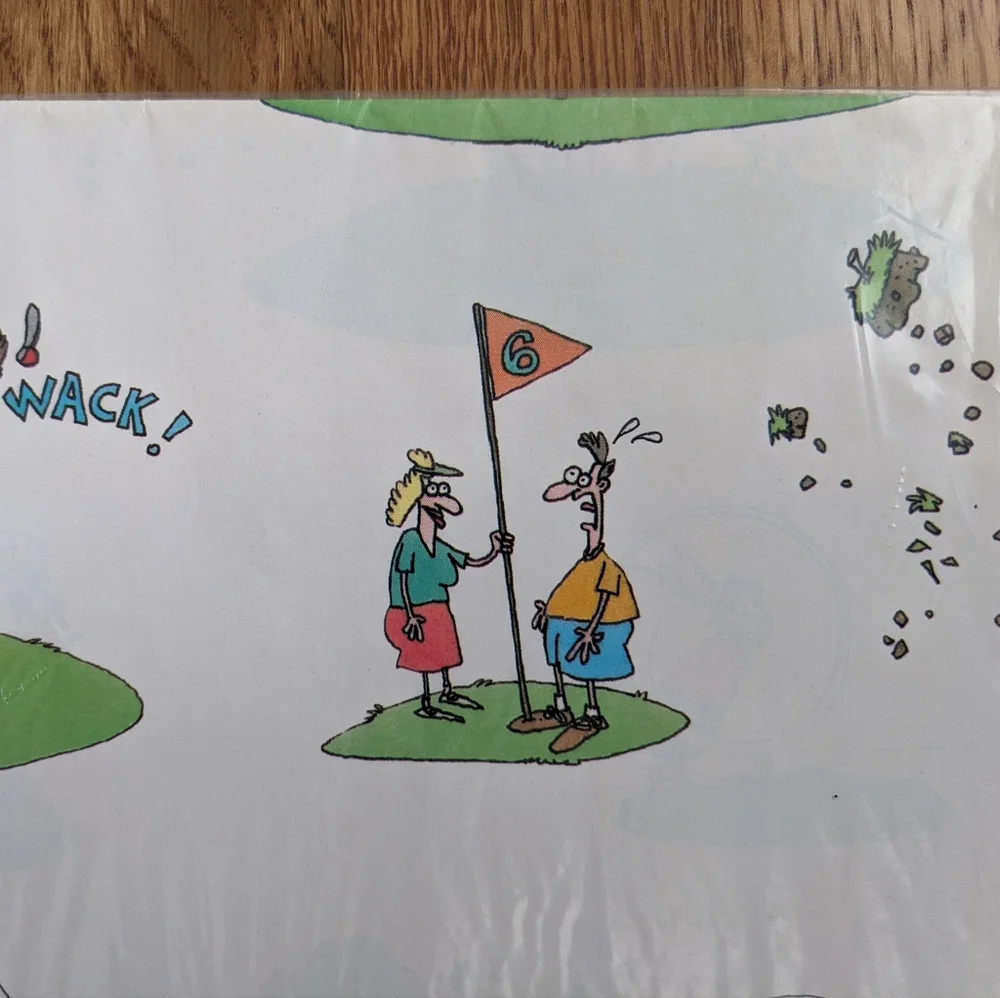 Hallmark golf gift wrap made in USA wrapping paper comic cartoon sealed